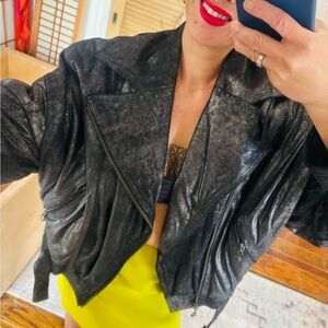 Versace Istante Shiny Charcoal Bomber Jacket NWT 46 vintage